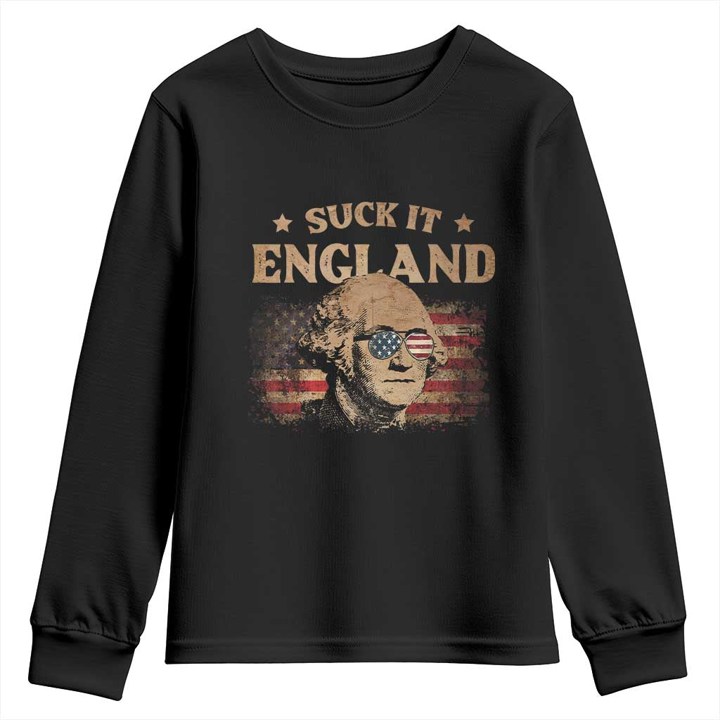 Funny Suck It England Youth Sweatshirt 4th of July George Washington 1776 - Wonder Print Shop