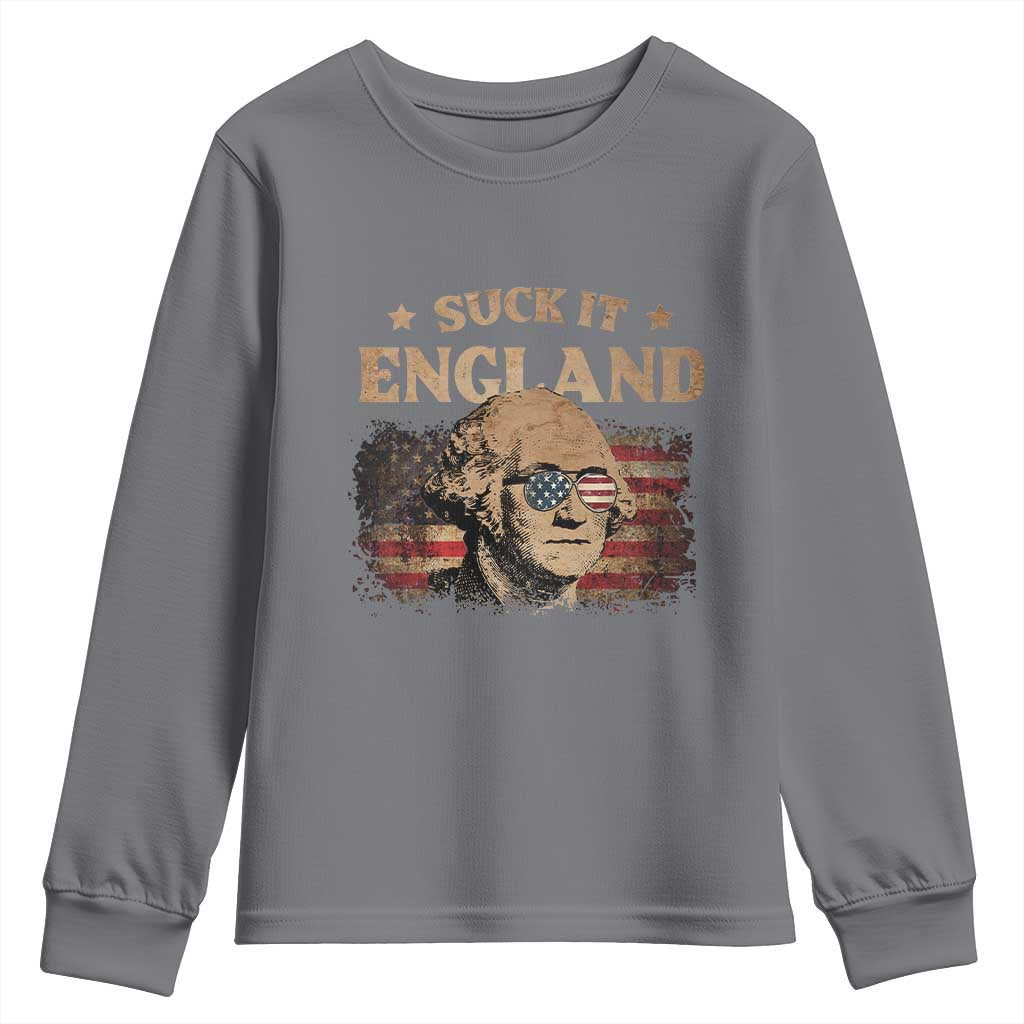 Funny Suck It England Youth Sweatshirt 4th of July George Washington 1776 - Wonder Print Shop