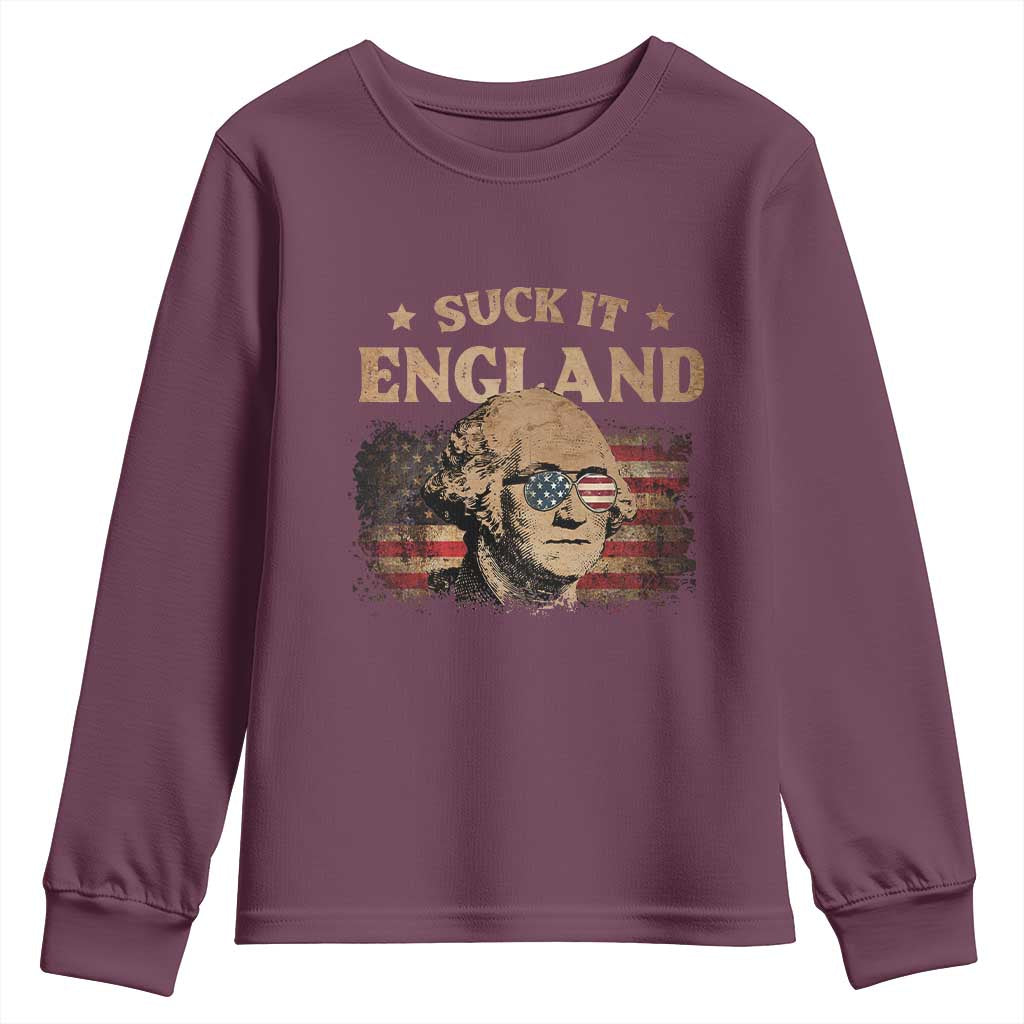 Funny Suck It England Youth Sweatshirt 4th of July George Washington 1776 - Wonder Print Shop