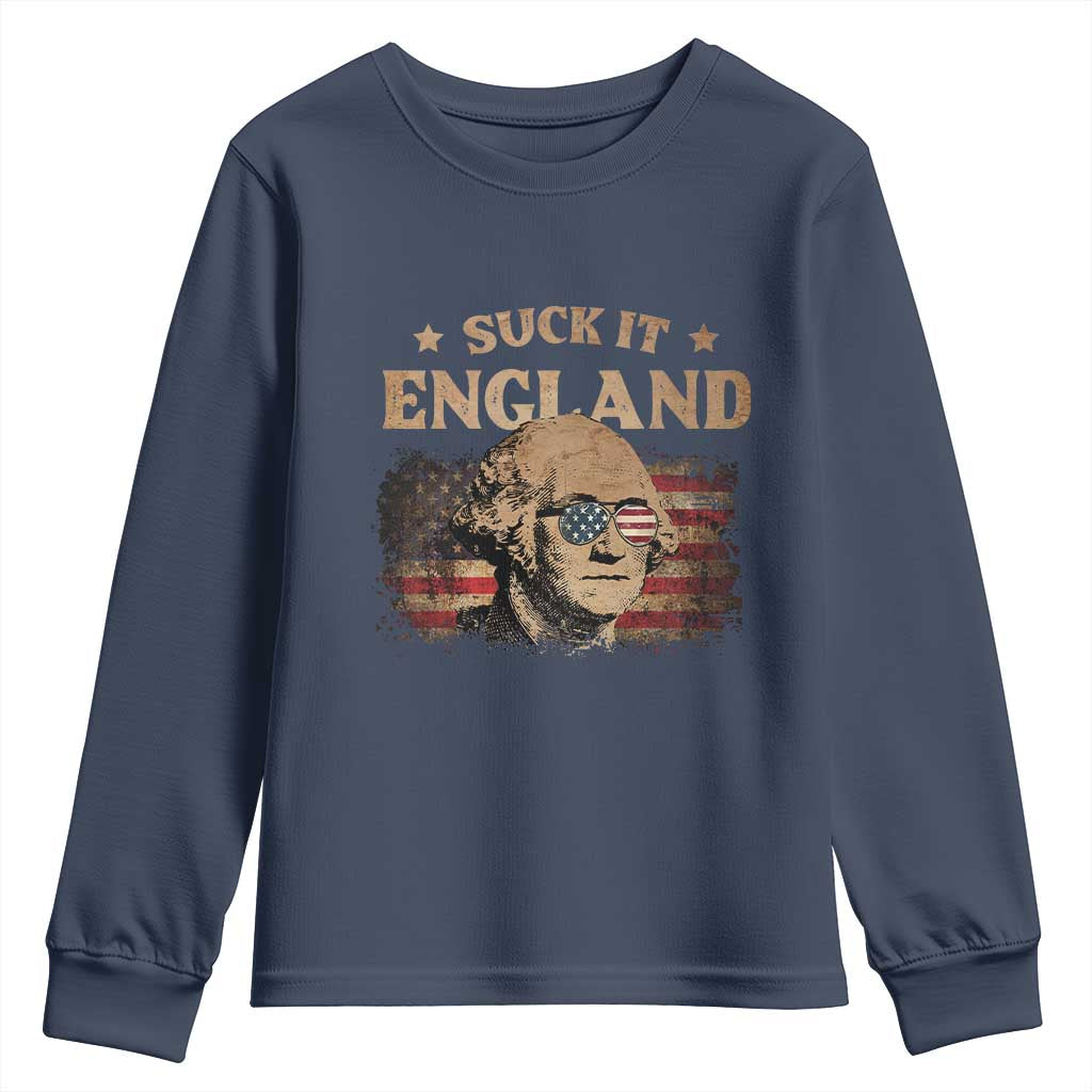 Funny Suck It England Youth Sweatshirt 4th of July George Washington 1776 - Wonder Print Shop