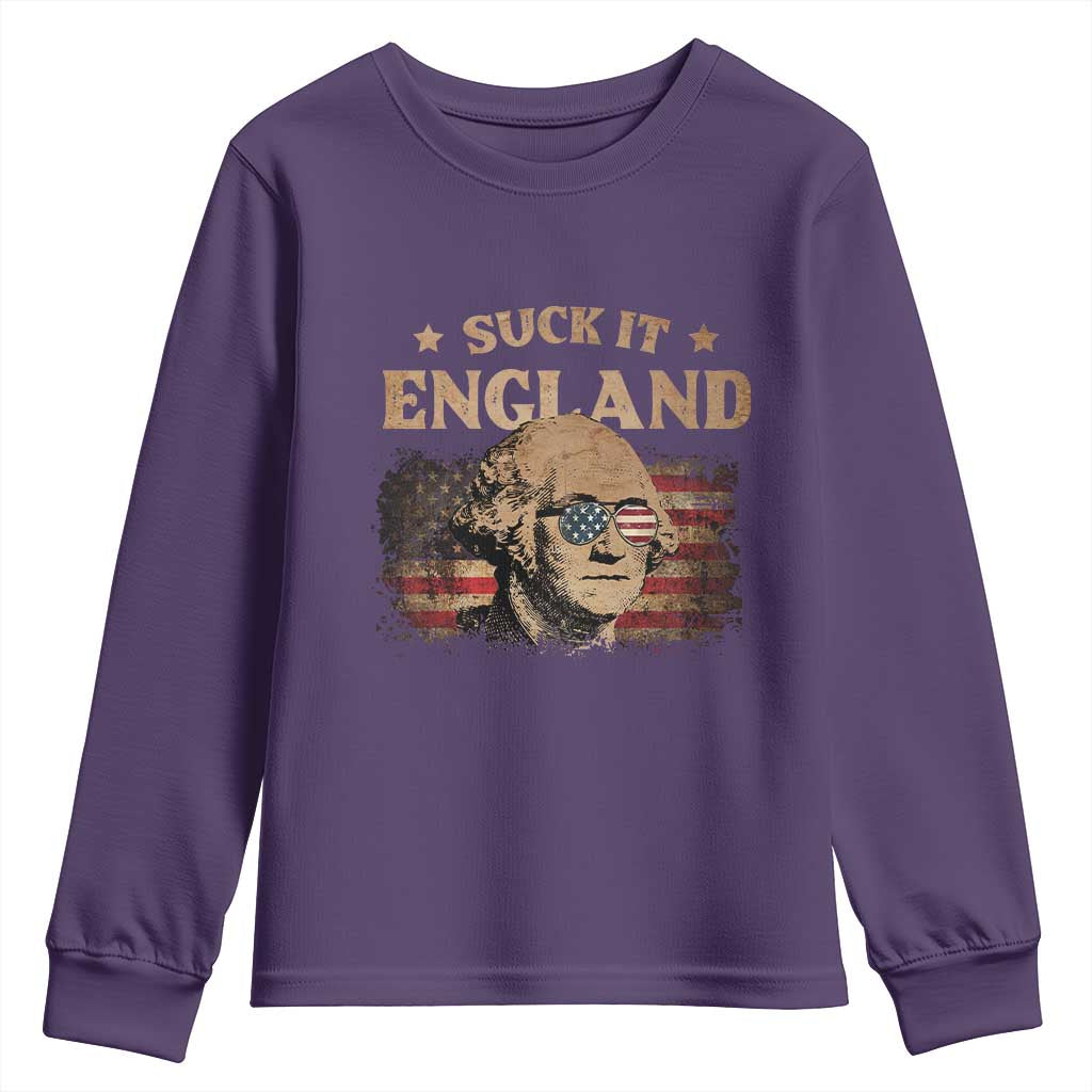 Funny Suck It England Youth Sweatshirt 4th of July George Washington 1776 - Wonder Print Shop