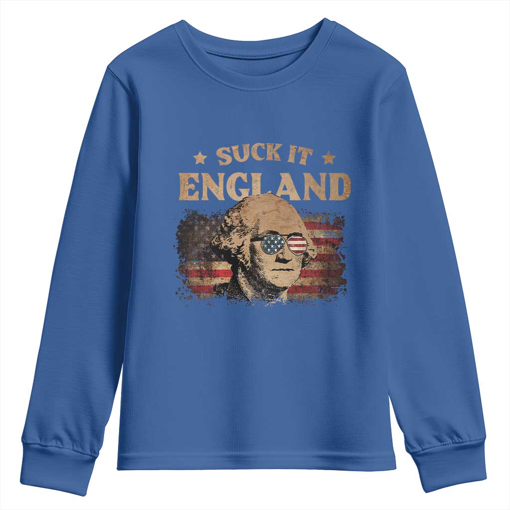 Funny Suck It England Youth Sweatshirt 4th of July George Washington 1776 - Wonder Print Shop