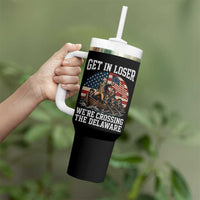 Get In Loser We Are Crossing The Delaware Tumbler With Handle Funny George Washington 4th Of July