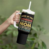 Bonus Dad Tumbler With Handle Look At You Landing My Mom And Getting Me As A Bonus