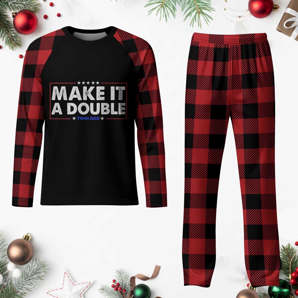 Make It A Double Twin Dad Plaid Pajama Set Soon to Be Daddy Funny Father's Day
