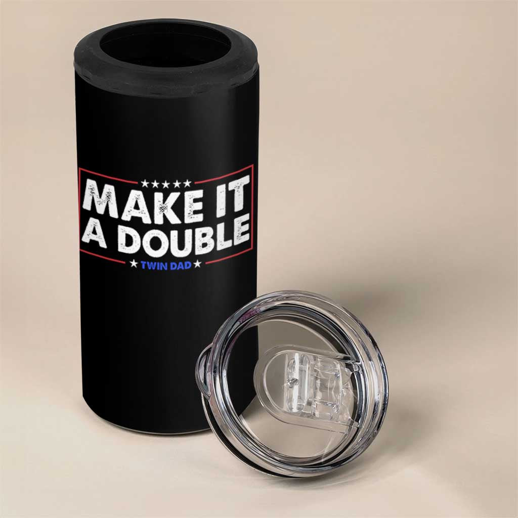 Make It A Double Twin Dad 4 in 1 Can Cooler Tumbler Soon to Be Daddy Funny Father's Day