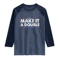 Make It A Double Twin Dad Raglan Shirt Soon to Be Daddy Funny Father's Day