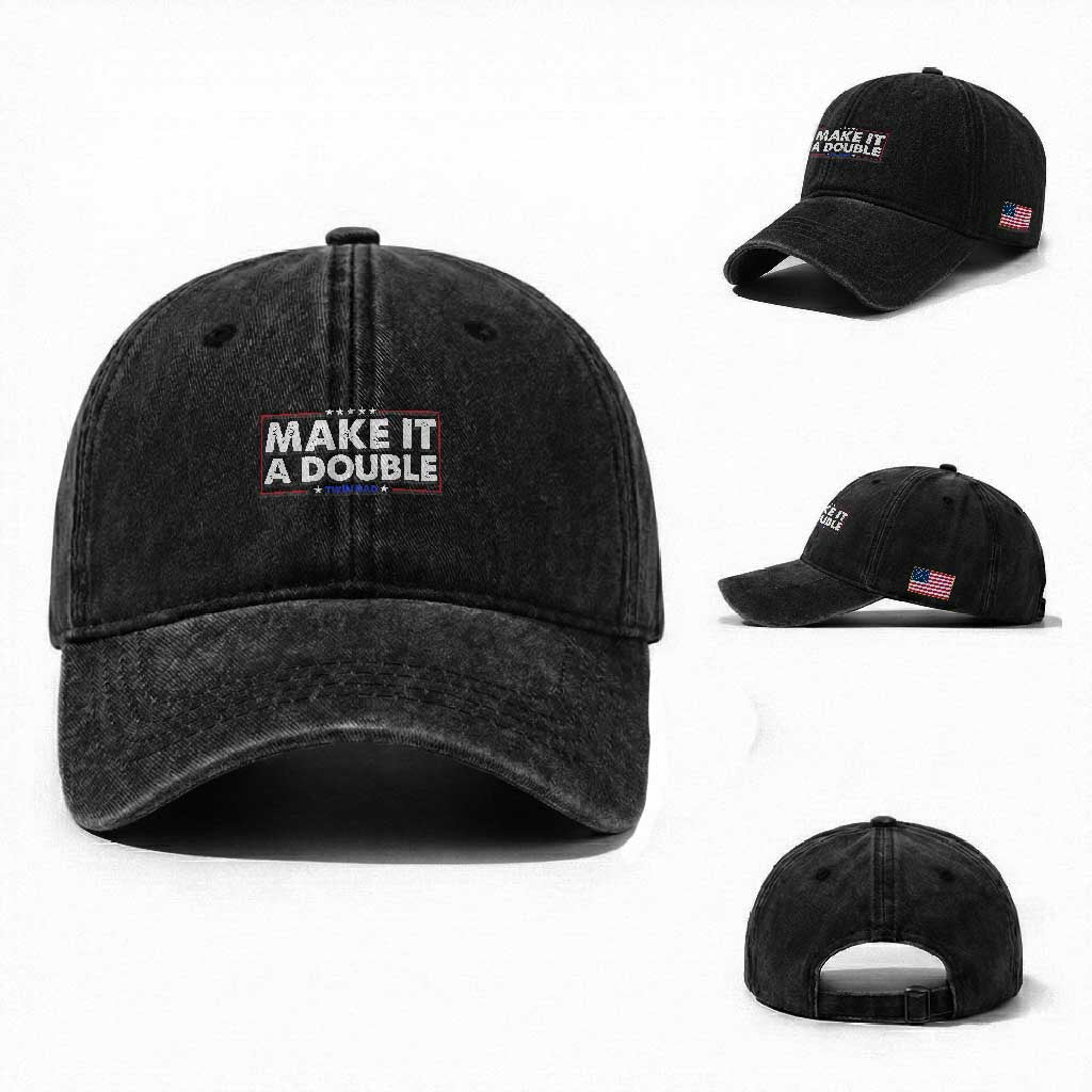 Make It A Double Twin Dad Washed Cotton Baseball Cap Soon to Be Daddy Funny Father's Day