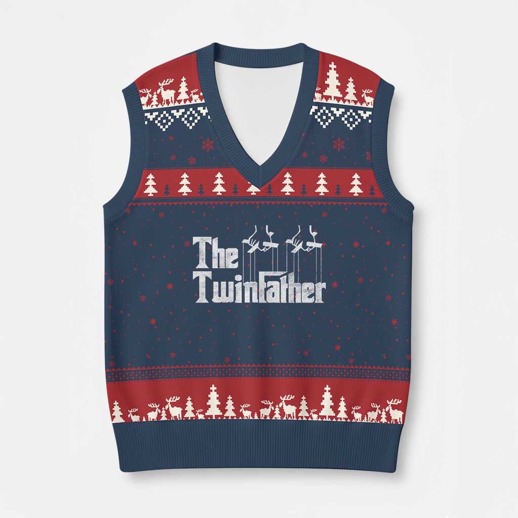 The Twinfather V-Neck Knit Sweater Vest Funny Dad Of Twins Fathers Day