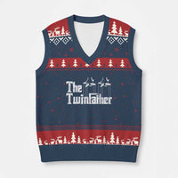 The Twinfather V-Neck Knit Sweater Vest Funny Dad Of Twins Fathers Day