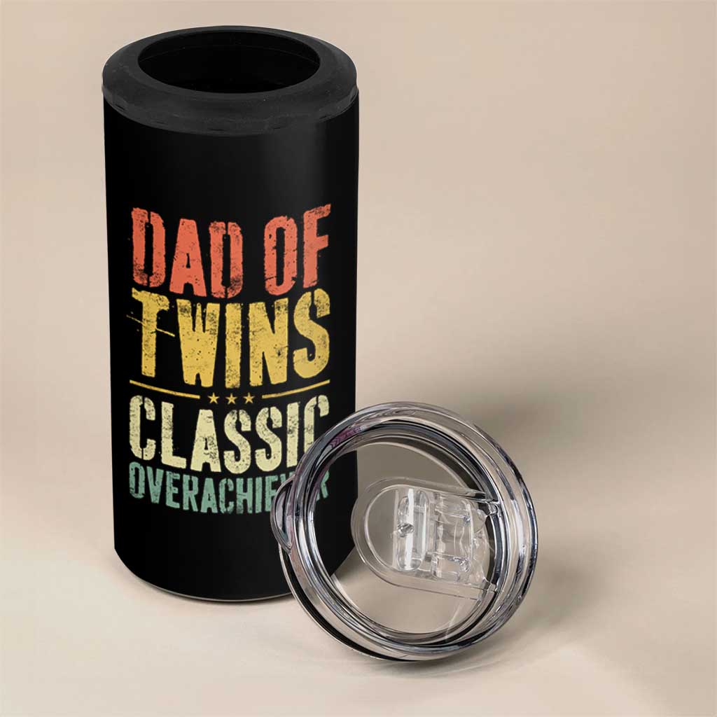 Dad Of Twins Classic Overachiever 4 in 1 Can Cooler Tumbler Proud Twin Father