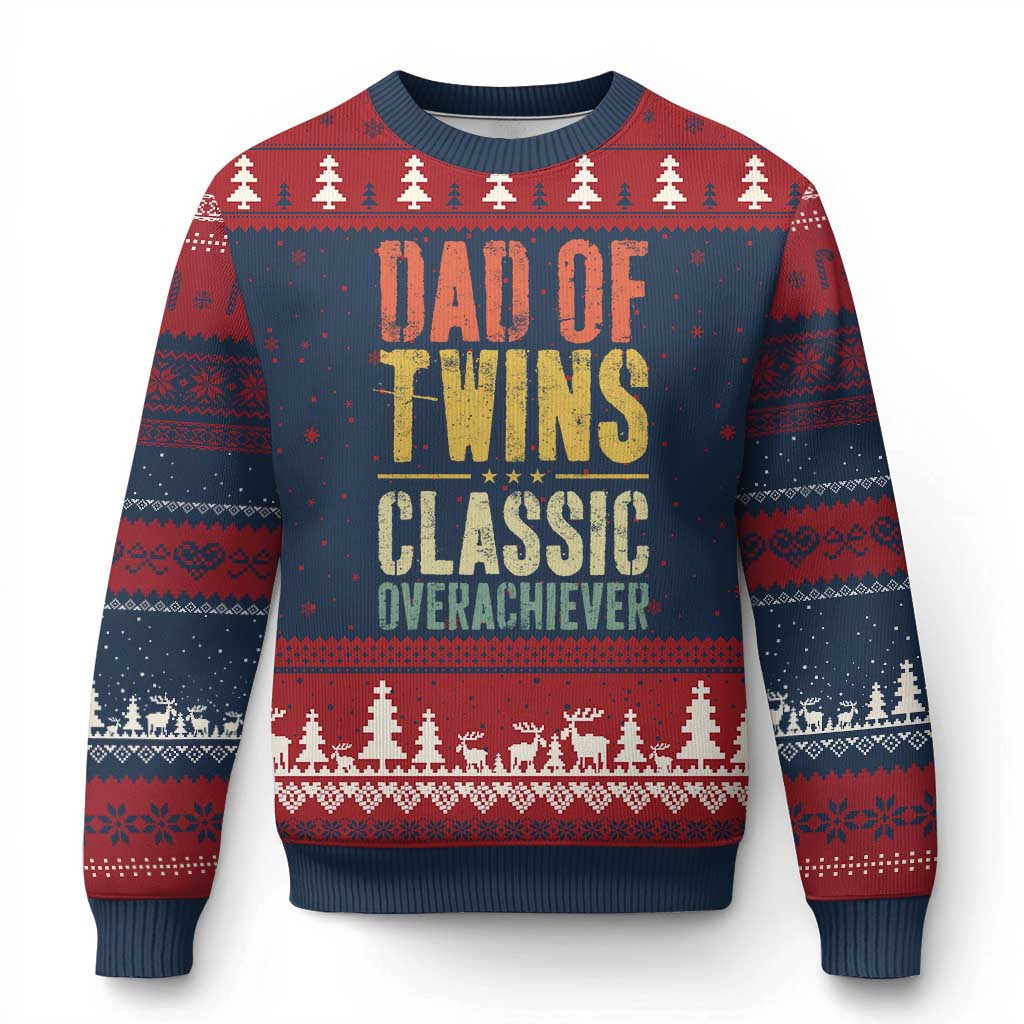 Dad Of Twins Classic Overachiever Ugly Christmas Sweater Proud Twin Father
