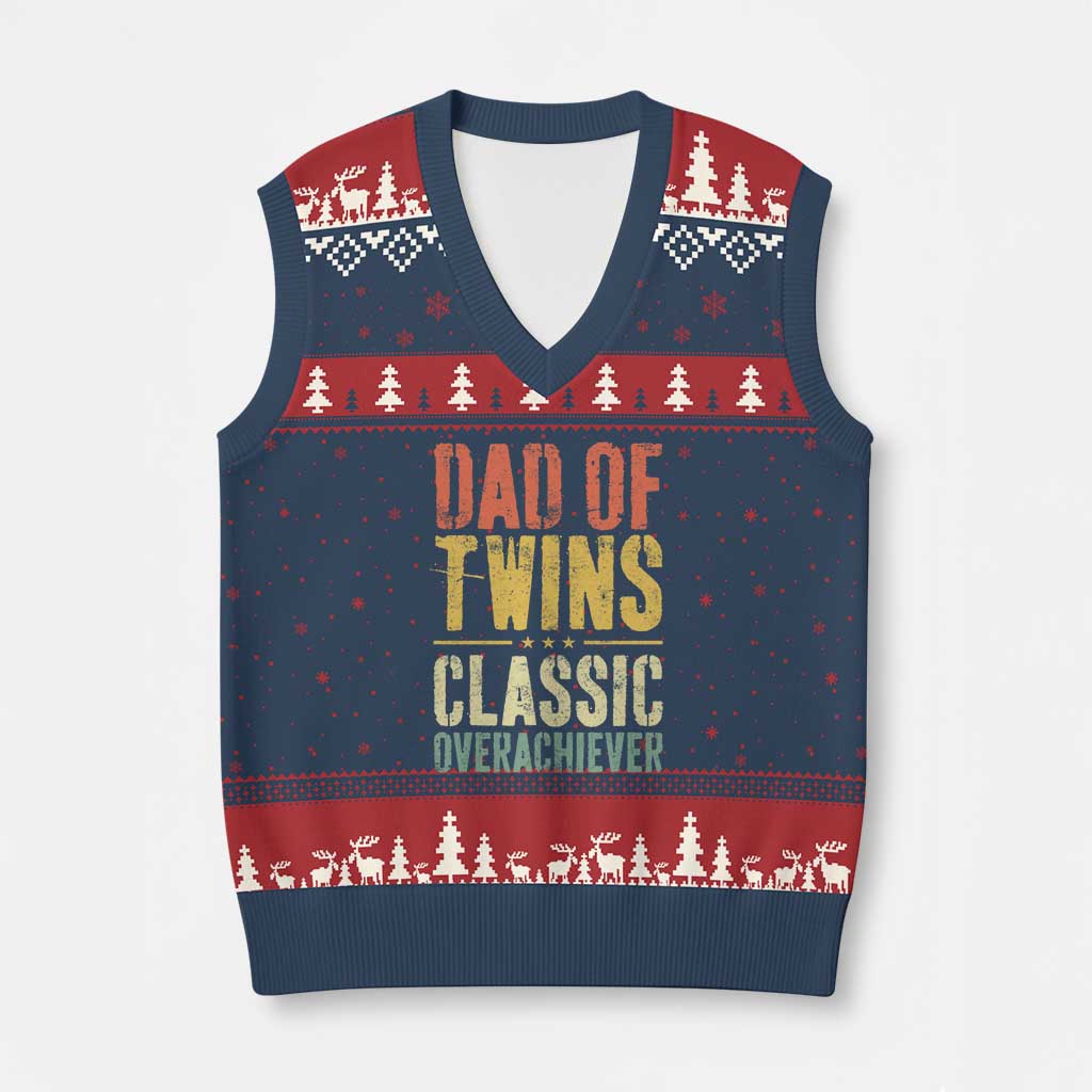 Dad Of Twins Classic Overachiever V-Neck Knit Sweater Vest Proud Twin Father