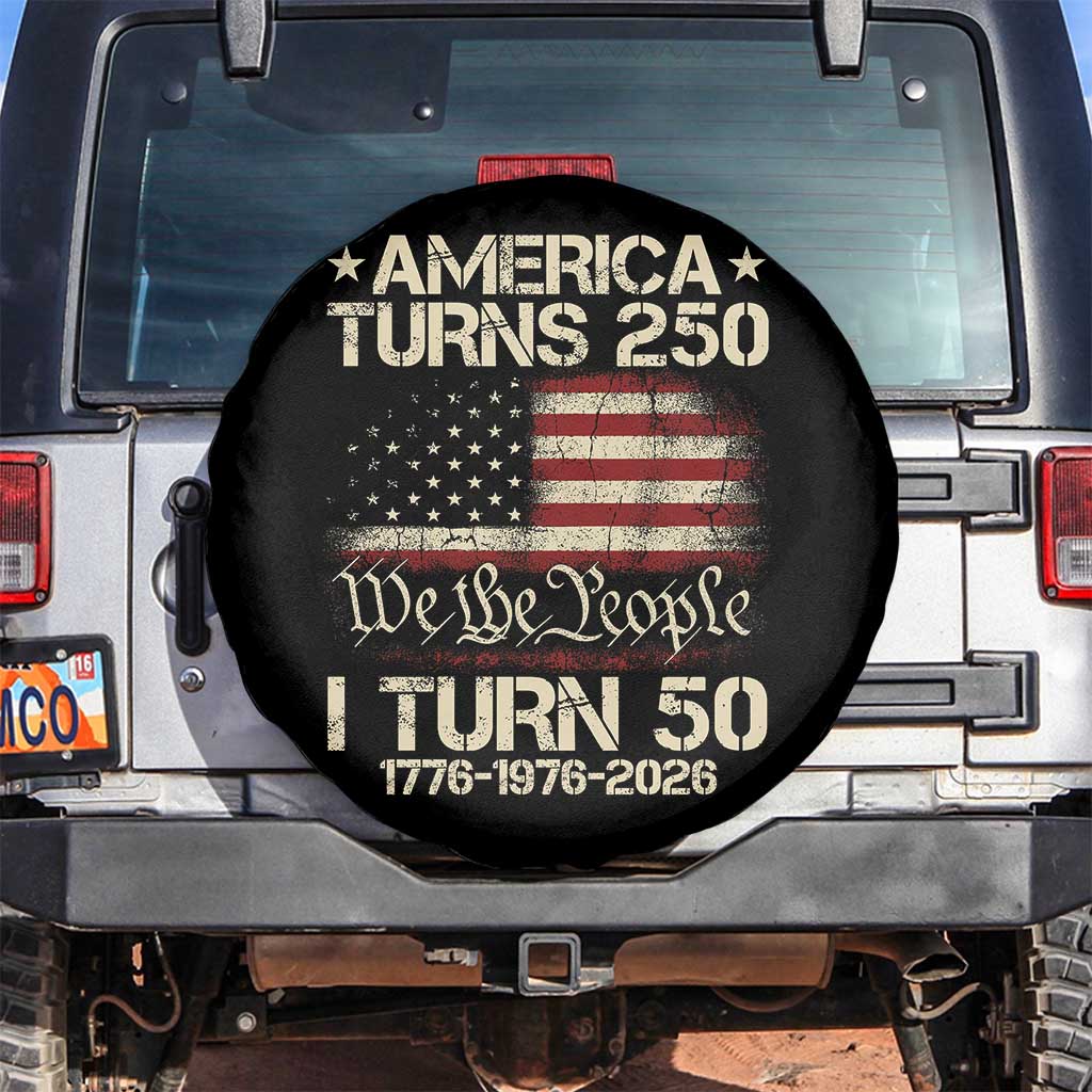 America Turns 250 I Turn 50 Spare Tire Cover 50th Birthday 250th Anniversary USA 1776 1976 2026