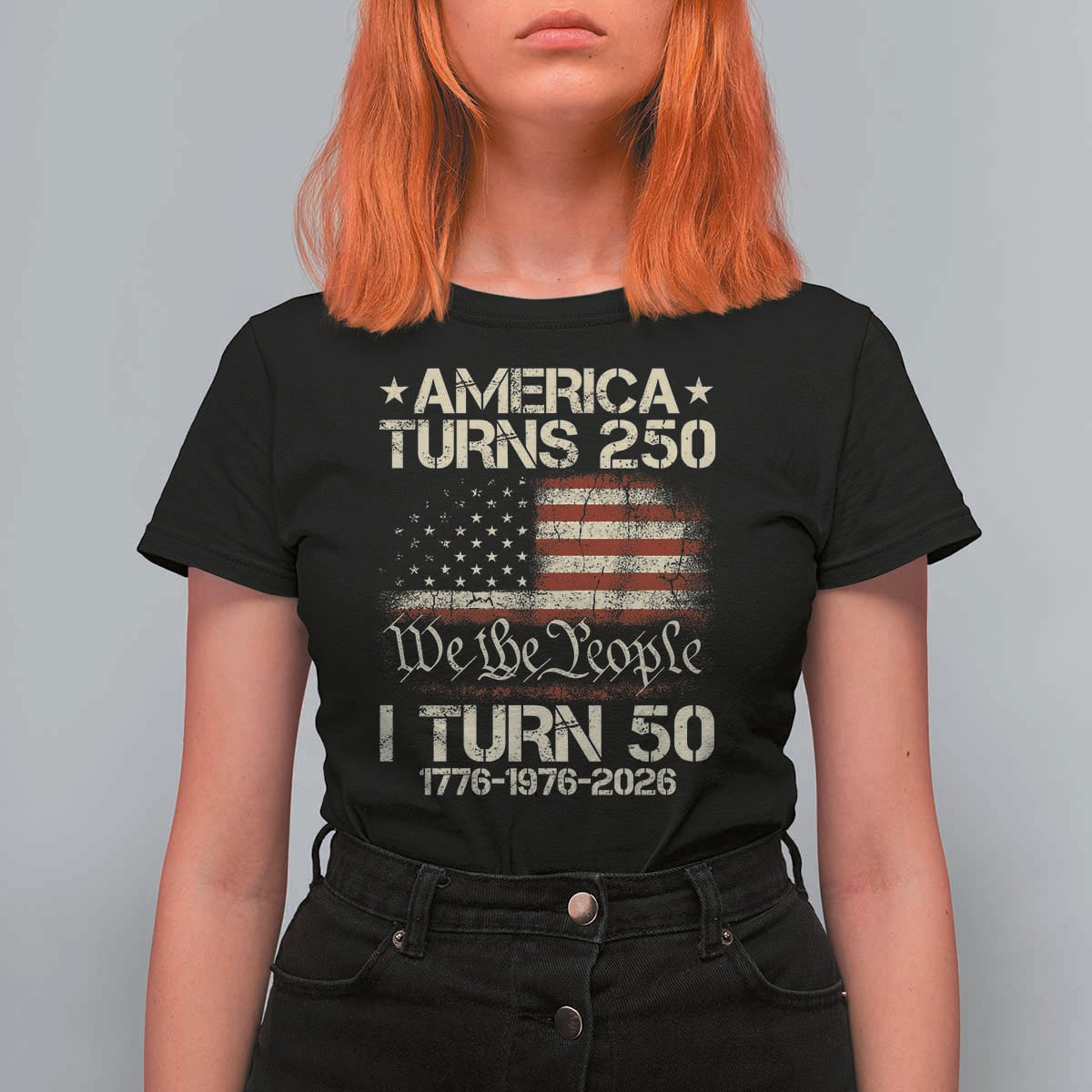 America Turns 250 I Turn 50 T Shirt For Women 50th Birthday 250th Anniversary USA 1776 1976 2026