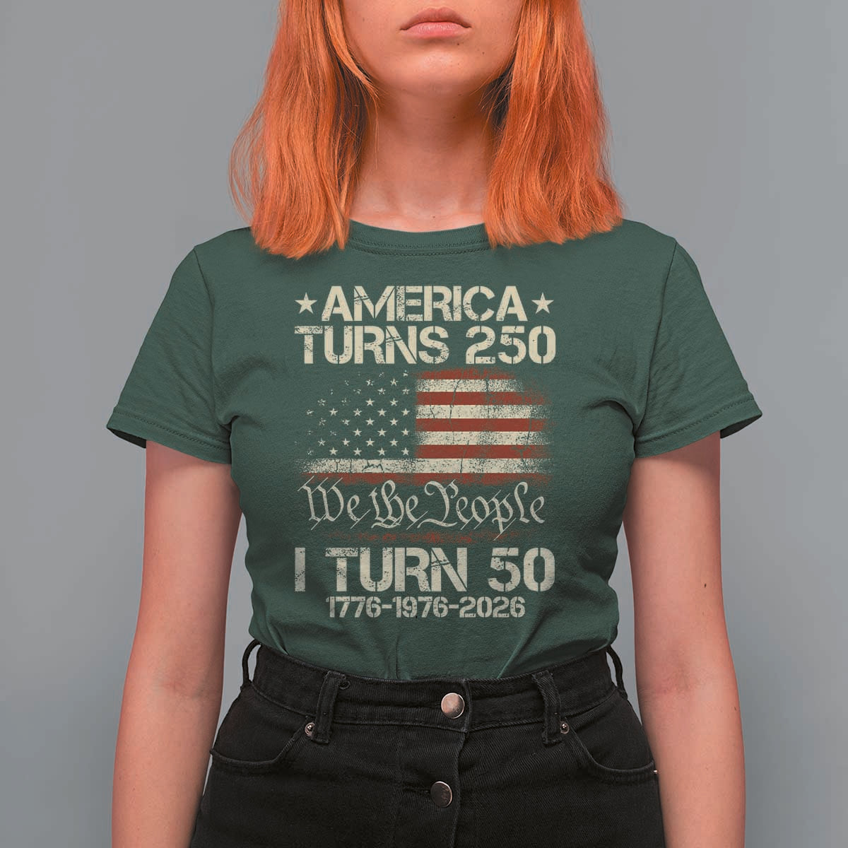 America Turns 250 I Turn 50 T Shirt For Women 50th Birthday 250th Anniversary USA 1776 1976 2026