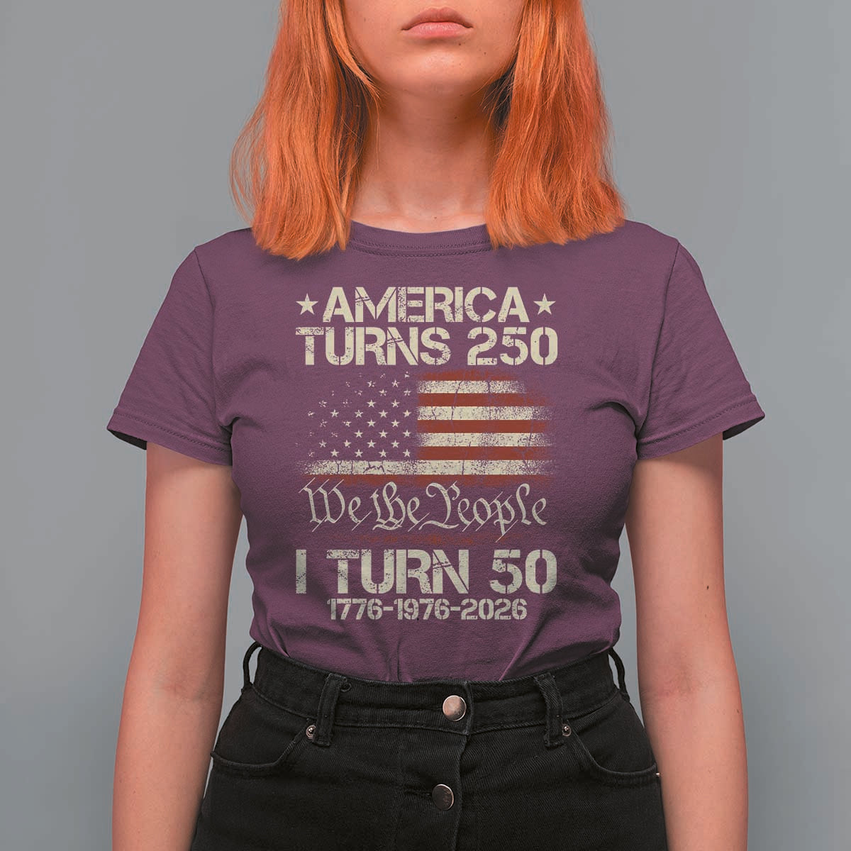 America Turns 250 I Turn 50 T Shirt For Women 50th Birthday 250th Anniversary USA 1776 1976 2026