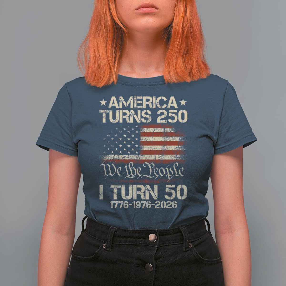 America Turns 250 I Turn 50 T Shirt For Women 50th Birthday 250th Anniversary USA 1776 1976 2026