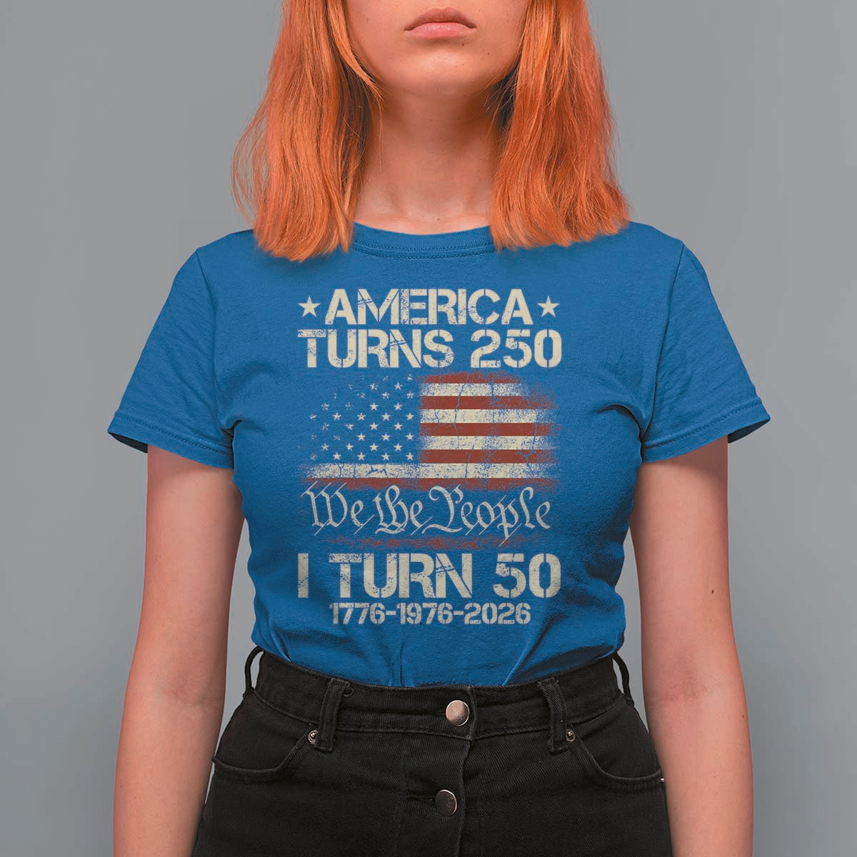 America Turns 250 I Turn 50 T Shirt For Women 50th Birthday 250th Anniversary USA 1776 1976 2026
