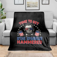 Time To Get Star Spangled Hammered Abraham Lincoln Throw Blanket Funny 4th of July