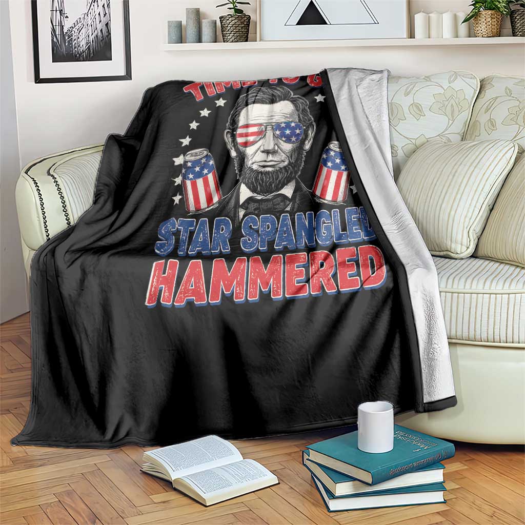 Time To Get Star Spangled Hammered Abraham Lincoln Throw Blanket Funny 4th of July