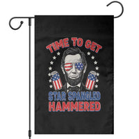 Time To Get Star Spangled Hammered Abraham Lincoln Garden Flag Funny 4th of July