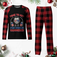 Time To Get Star Spangled Hammered Abraham Lincoln Plaid Pajama Set Funny 4th of July