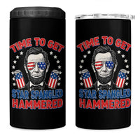Time To Get Star Spangled Hammered Abraham Lincoln 4 in 1 Can Cooler Tumbler Funny 4th of July