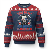 Time To Get Star Spangled Hammered Abraham Lincoln Ugly Christmas Sweater Funny 4th of July