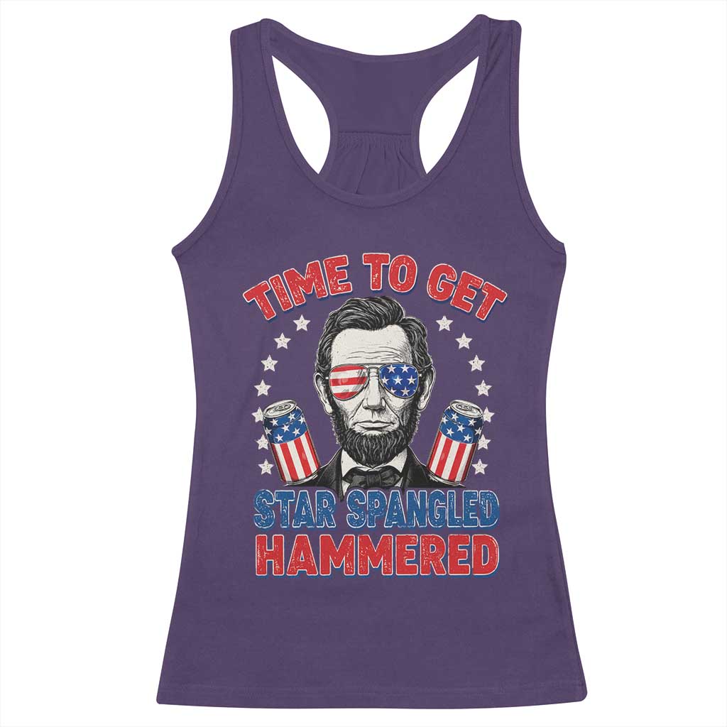 Time To Get Star Spangled Hammered Abraham Lincoln Racerback Tank Top Funny 4th of July