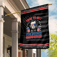 Time To Get Star Spangled Hammered Abraham Lincoln Patriotic Garden Flag Funny 4th of July