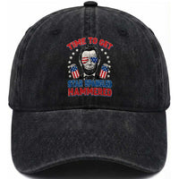 Time To Get Star Spangled Hammered Abraham Lincoln Washed Cotton Baseball Cap Funny 4th of July