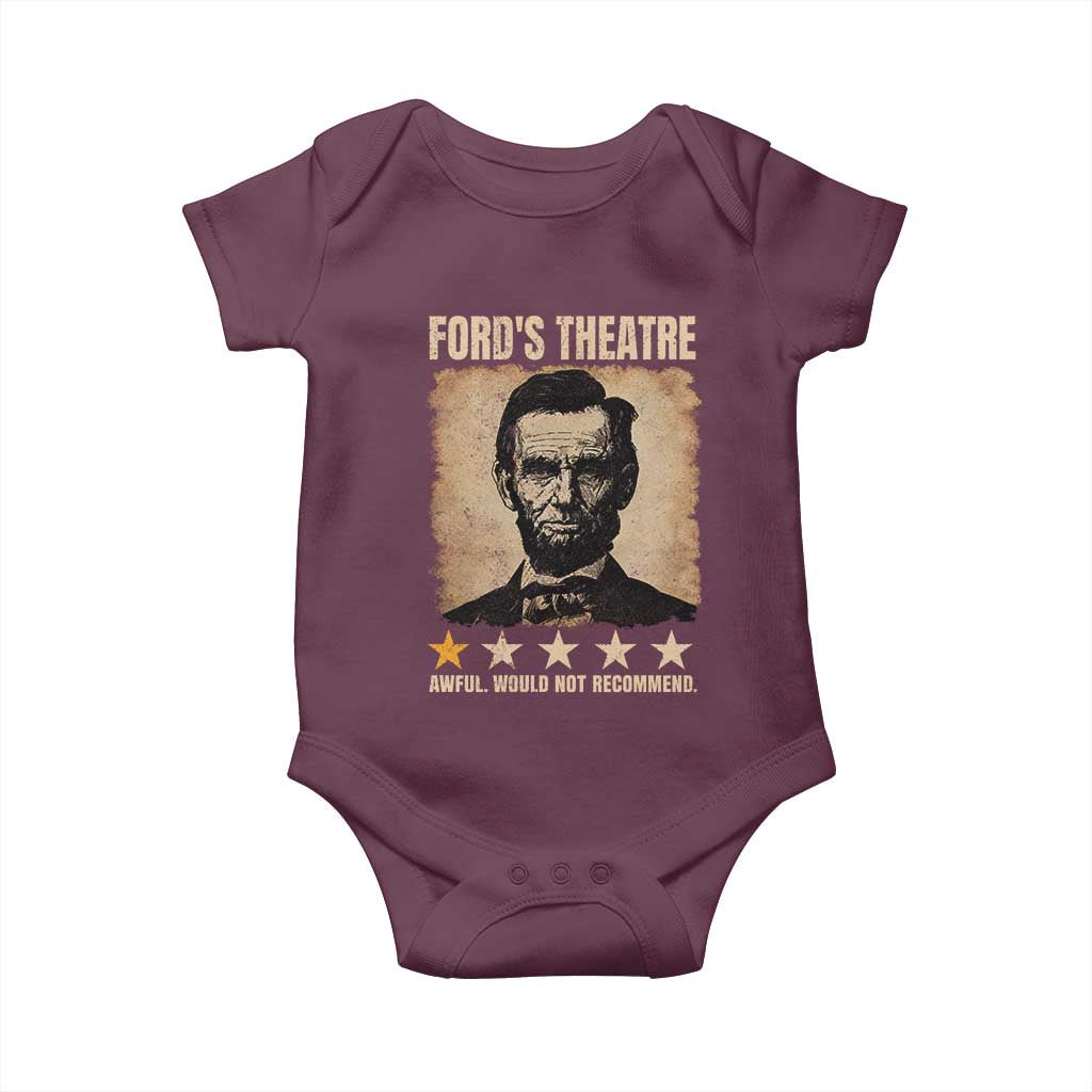 Abraham Lincoln Ford's Theatre Baby Onesie Awful Would Not Recommend Funny US History
