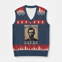 Abraham Lincoln Ford's Theatre V-Neck Knit Sweater Vest Awful Would Not Recommend Funny US History