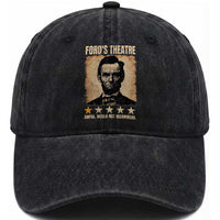 Abraham Lincoln Ford's Theatre Washed Cotton Baseball Cap Awful Would Not Recommend Funny US History