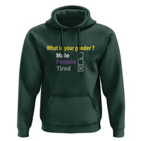Funny Non Binary Hoodie What Is Your Gender Male Female Tired LGBT Pride Enby Flag - Wonder Print Shop