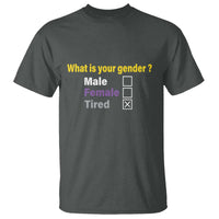 Funny Non Binary T Shirt What Is Your Gender Male Female Tired LGBT Pride Enby Flag - Wonder Print Shop