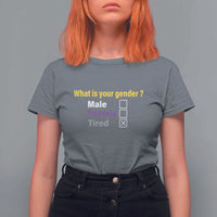 Funny Non Binary T Shirt For Women What Is Your Gender Male Female Tired LGBT Pride Enby Flag - Wonder Print Shop