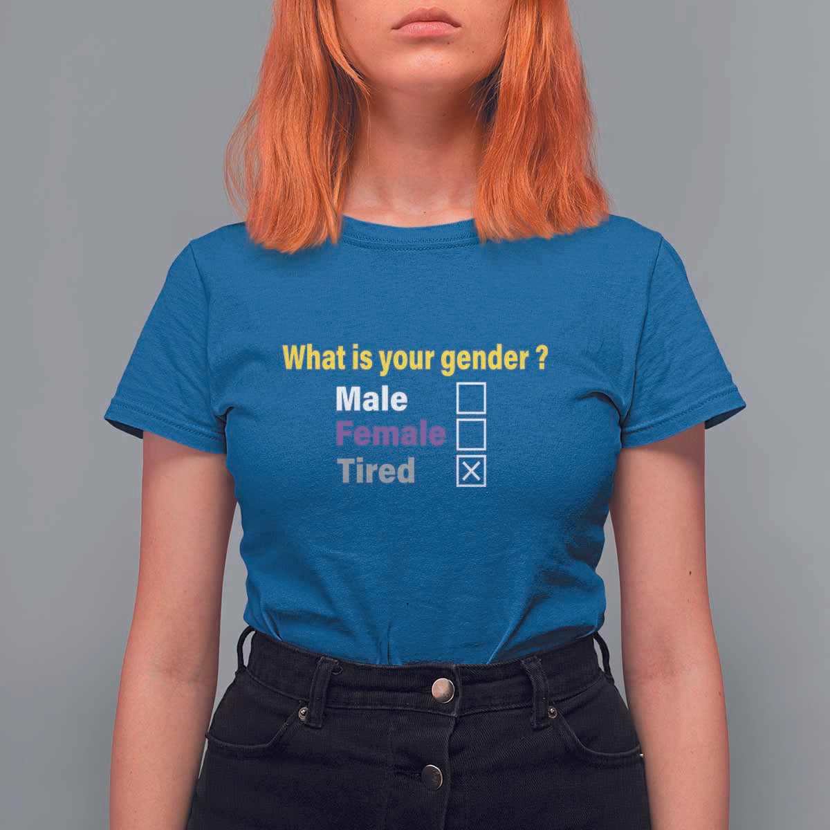 Funny Non Binary T Shirt For Women What Is Your Gender Male Female Tired LGBT Pride Enby Flag - Wonder Print Shop