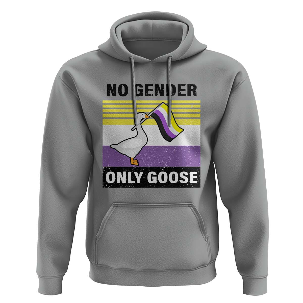 Funny Non Binary Hoodie No Gender Only Goose LGBTQ Enby Flag - Wonder Print Shop