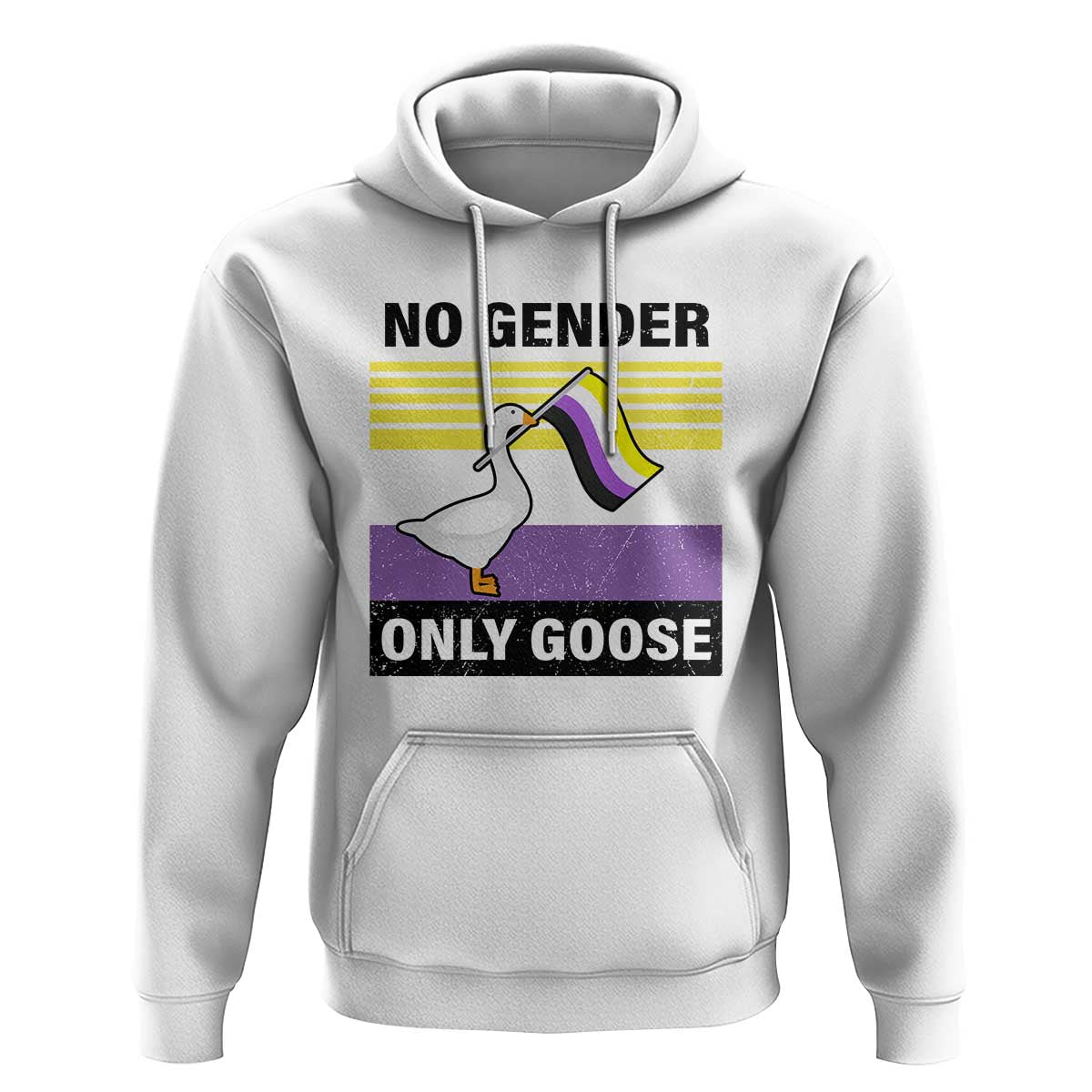 Funny Non Binary Hoodie No Gender Only Goose LGBTQ Enby Flag - Wonder Print Shop