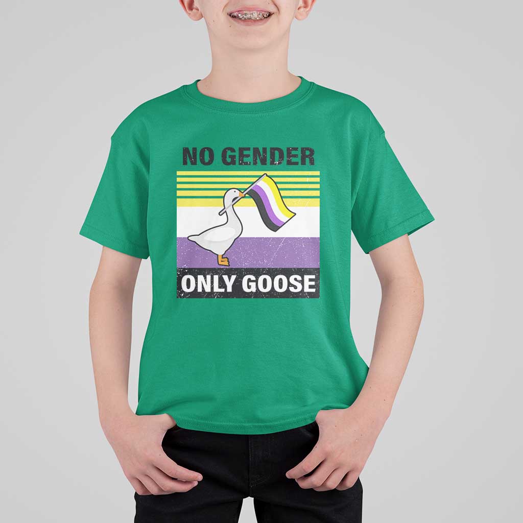 Funny Non Binary T Shirt For Kid No Gender Only Goose LGBTQ Enby Flag - Wonder Print Shop