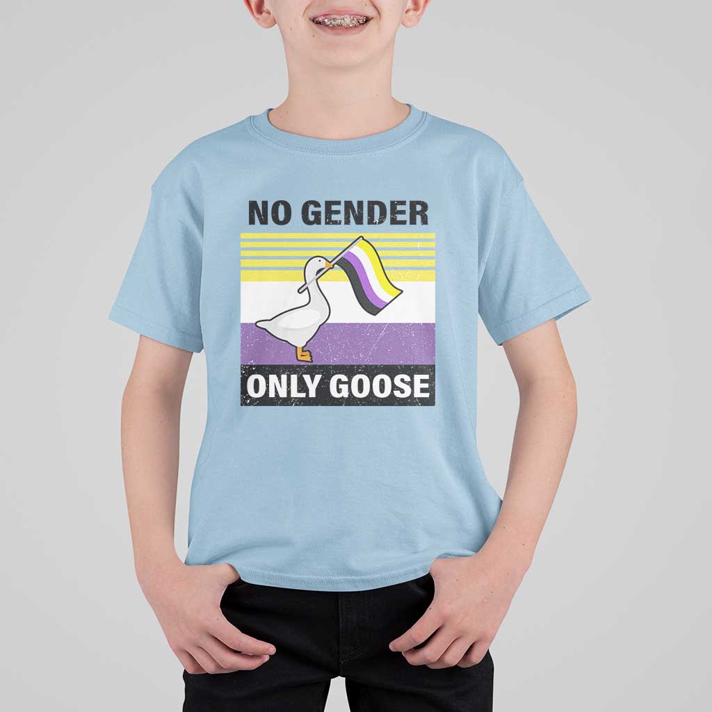 Funny Non Binary T Shirt For Kid No Gender Only Goose LGBTQ Enby Flag - Wonder Print Shop
