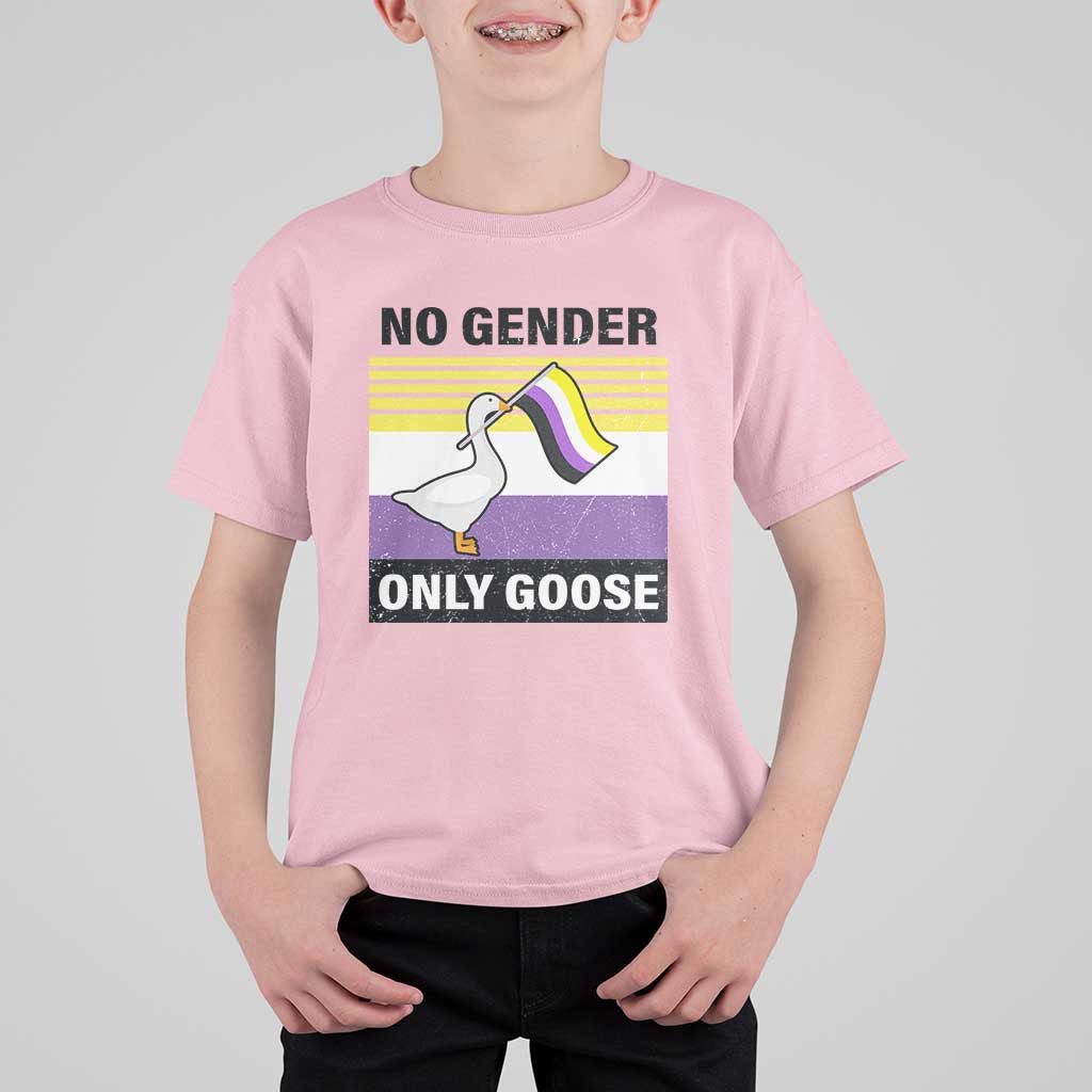 Funny Non Binary T Shirt For Kid No Gender Only Goose LGBTQ Enby Flag - Wonder Print Shop