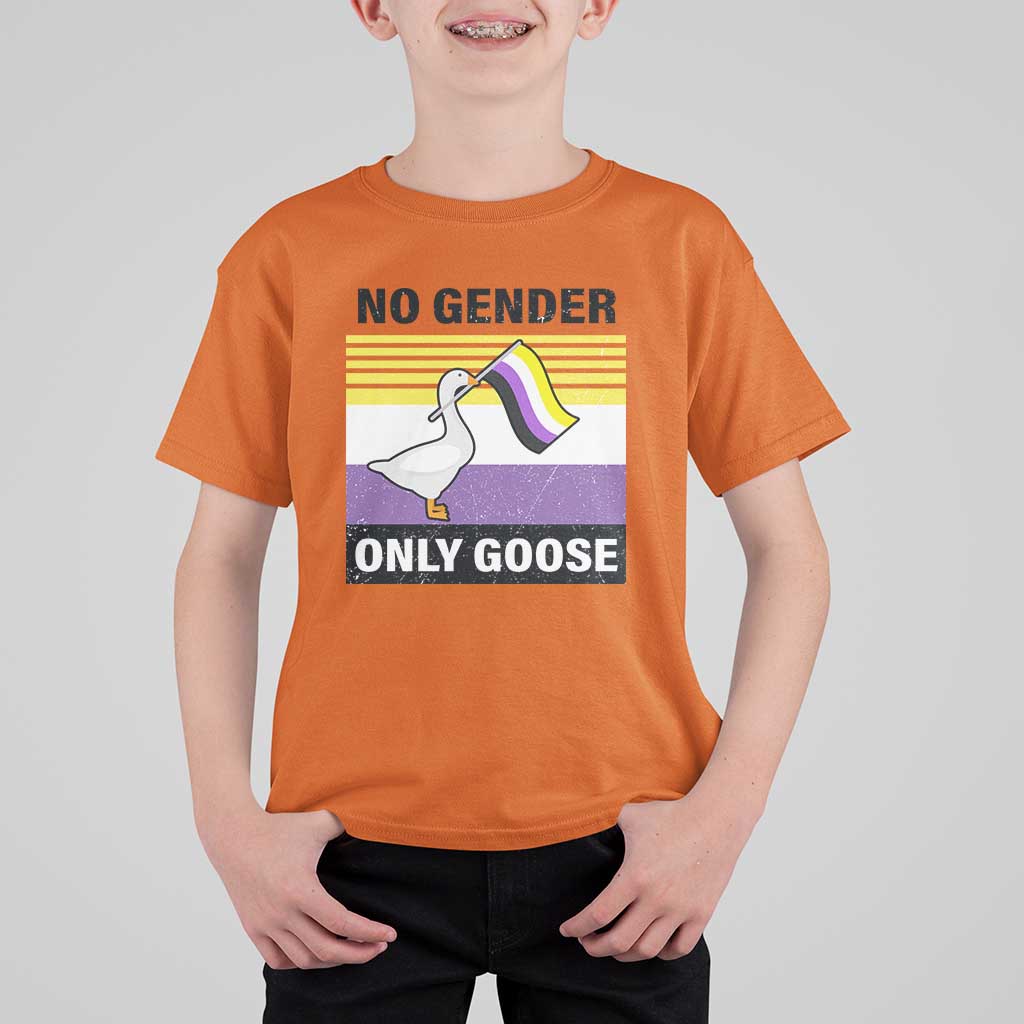 Funny Non Binary T Shirt For Kid No Gender Only Goose LGBTQ Enby Flag - Wonder Print Shop