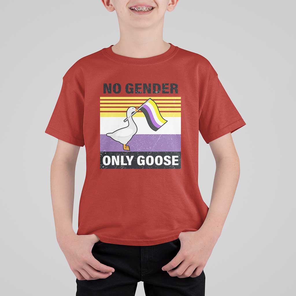 Funny Non Binary T Shirt For Kid No Gender Only Goose LGBTQ Enby Flag - Wonder Print Shop