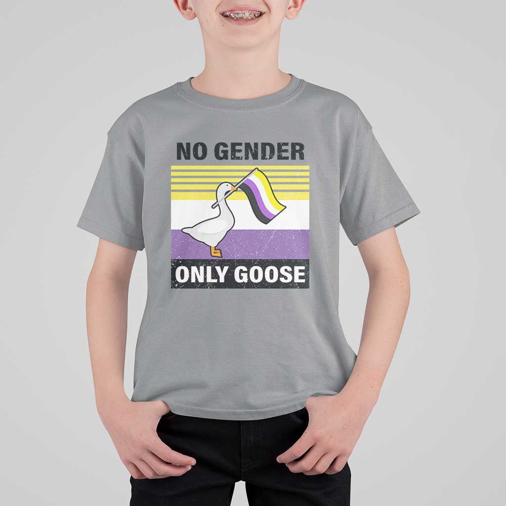Funny Non Binary T Shirt For Kid No Gender Only Goose LGBTQ Enby Flag - Wonder Print Shop