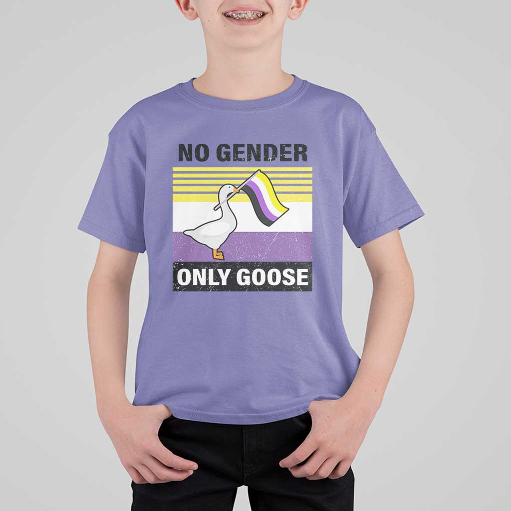 Funny Non Binary T Shirt For Kid No Gender Only Goose LGBTQ Enby Flag - Wonder Print Shop