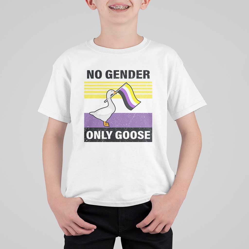 Funny Non Binary T Shirt For Kid No Gender Only Goose LGBTQ Enby Flag - Wonder Print Shop
