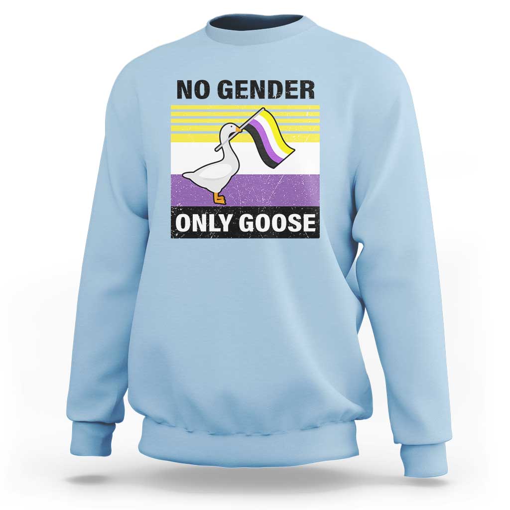 Funny Non Binary Sweatshirt No Gender Only Goose LGBTQ Enby Flag - Wonder Print Shop